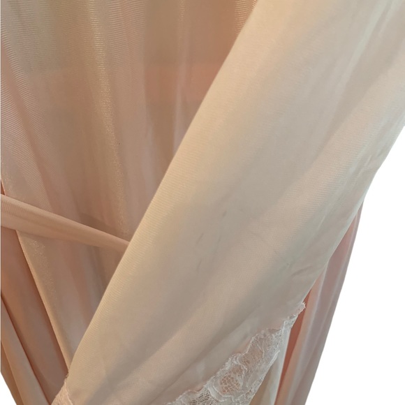 Vintage Olga Erteszek Pink Floral Lace Robe With Belt Size Medium Style 94250 - Picture 10 of 12